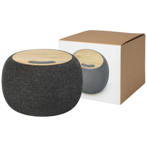 Enceinte Bluetooth® publicitaire et chargeur sans fil Ecofiber Naturel et Gris